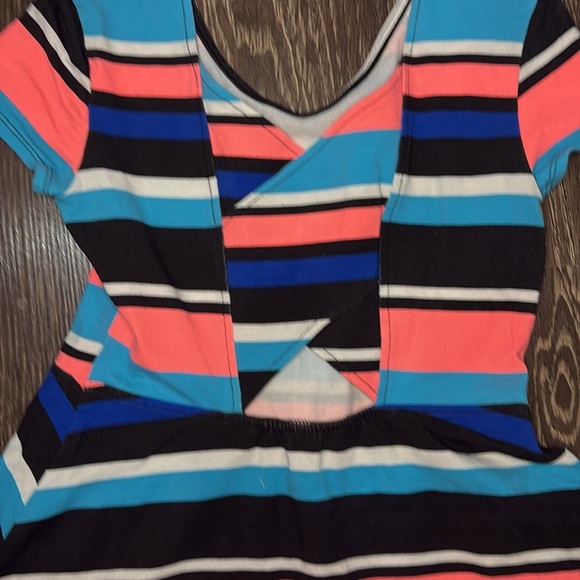 Girls Total Girl Striped Kids Dress in Pink, Blue, and Black size Medium - Picture 3 of 4